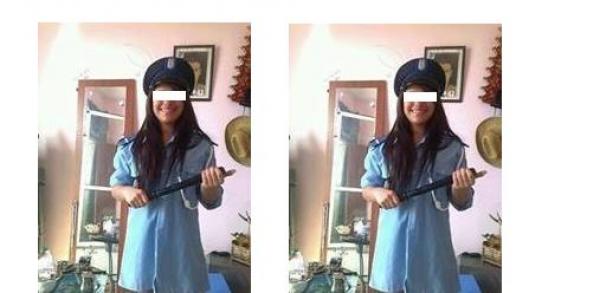 فتاة مغربية تنشر صورة على فايسبوك بزي شرطي و هي نصف عارية