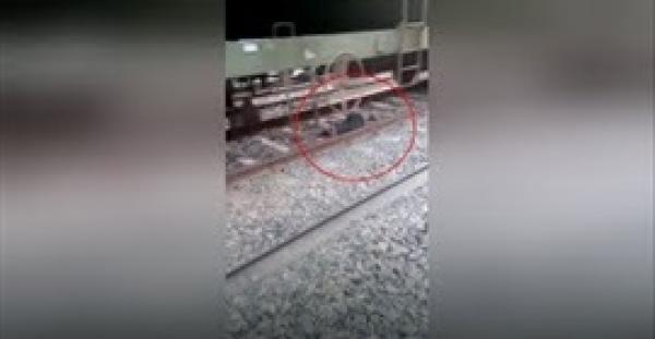 رجل ينجو بأعجوبة من الموت دهسا تحت عجلات قطار (فيديو)