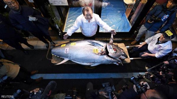 سمكة تونة زرقاء تباع بنحو مليوني دولار في العاصمة اليابانية