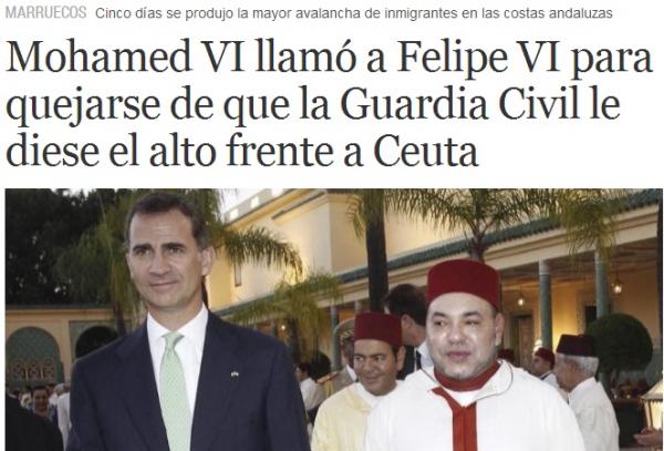 صحيفة الموندو تقول أن الحرس المدني الإسباني أوقف قارب الملك محمد السادس قرب سبتة ، وتدعي أن المغرب سمح بتدفق المهاجرين السريين بعد الحادث