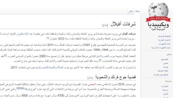 الوزيرة شرفات أفيلال تدخل موسوعة ويكيبيديا العالمية بسبب "جوج فرانك"