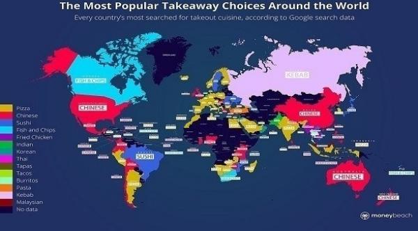 خريطة جديدة للعالم تبرز الوجبات الجاهزة الأكثر شيوعًا في كل بلد