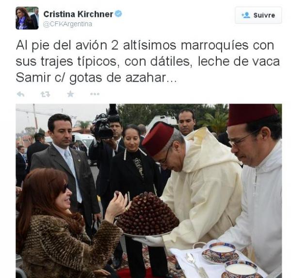 رئيسة الأرجنتين عبر تويتر: المغرب بلد كرم الضيافة وحسن الاستقبال 