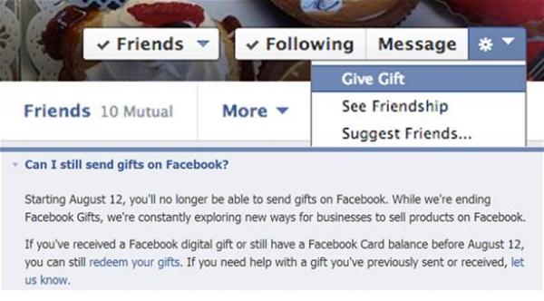 "فيس بوك" يقوم بإزالة ميزة إرسال الهدايا