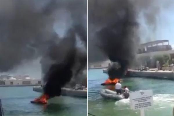 بالفيديو: قارب ينفجر ويقذف ركابه إلى المياه