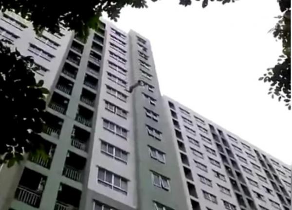 بالفيديو: لحظة قفز امرأة من الطابق السادس عشر ونجاتها