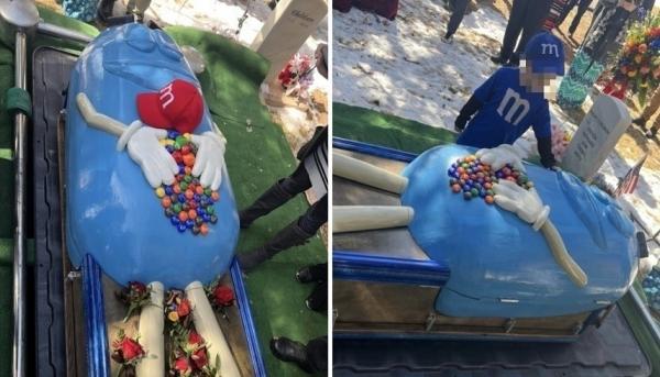 معلمة متقاعدة تدفن في تابوت مستوحى من شوكولاتة M&M