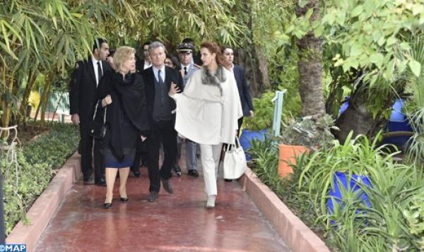 صورة : الأميرة للا سلمى و حرم الرئيس الايفواري في زيارة لحديقة ماجوريل بمراكش