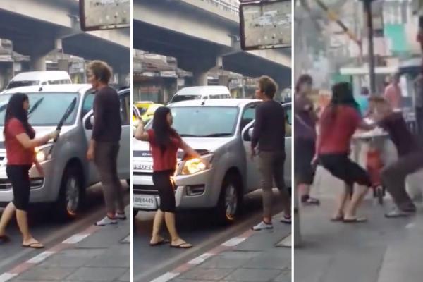 بالفيديو: تهاجم زوجها بساطور لغيابه عن المنزل