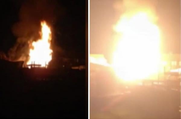 بالفيديو: انفجار 30 أسطوانة غاز داخل مستودع في بريطانيا