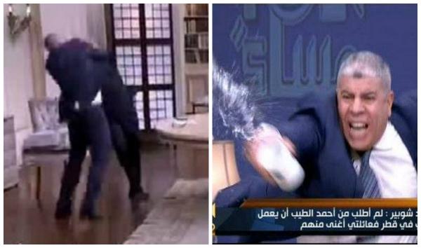 بالفيديو: حارس منتخب مصر السابق أحمد شوبير يصفع معلقا رياضيا و يشتبك معه على الهواء