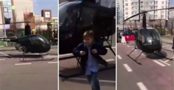 بالفيديو.. أب ينقل ابنه للمدرسة بالهليكوبتر يثير ضجة على الإنترنت