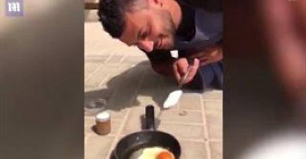 بالفيديو والصور.. شاب يقلي البيض بحرارة الجو في دبي