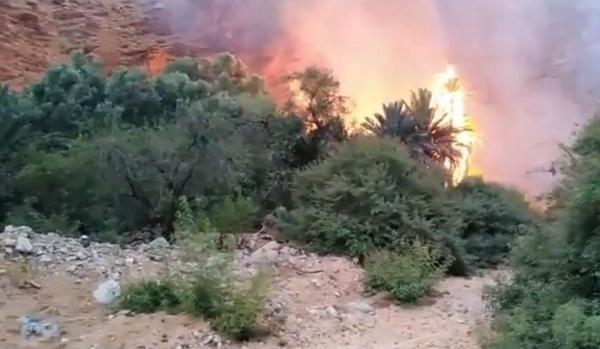 إخماد حريق في واحة آيت منصور قرب مدينة تافراوت بإقليم تزنيت