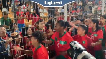 فرحة لاعبات المنتخب الوطني عقب الفوز على الجزائر برباعية